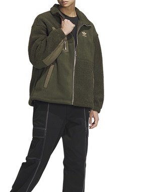 酷动城正品 adidas 三叶草 男子春秋保暖立领大羊羔绒外套 HY7286