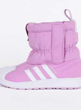 酷动城正品 Adidas三叶草 秋冬女童加绒高帮雪地靴 B37296