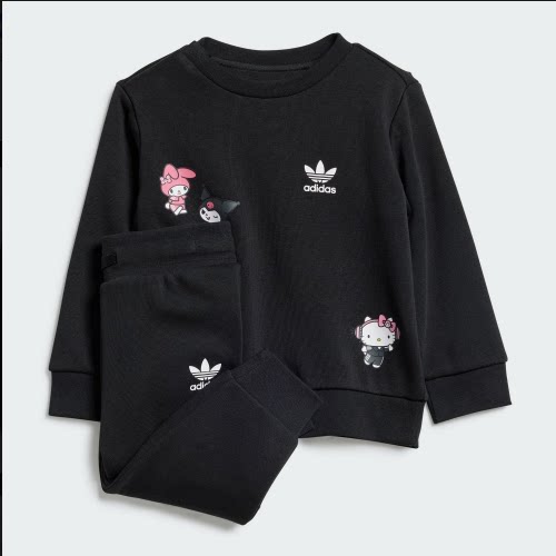 酷动城正品Adidas三叶草婴童棉质舒适运动印花针织长袖套装IR6790
