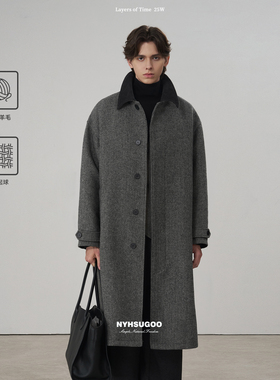 NYHSUGOO/南乙秋冬羊毛混纺马甲套装毛呢外套男士3961巴尔玛大衣