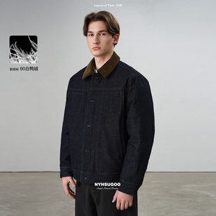 羽绒服 灯芯绒撞色丹宁牛仔90白鸭绒53992男士 NYHSUGOO 南乙冬季