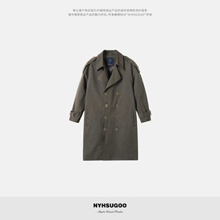 风衣外套3948男士 NYHSUGOO 双排扣设计中长款 经典 极简 南乙秋季