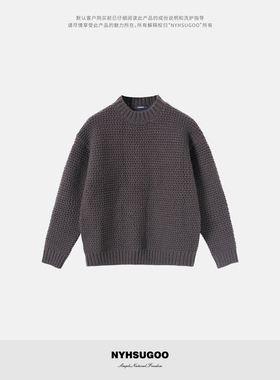NYHSUGOO/南乙秋冬18支北极绒毛纱针织镂空织法毛衣3935男士圆领