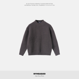 NYHSUGOO 圆领 南乙秋冬18支北极绒毛纱针织镂空织法毛衣3935男士