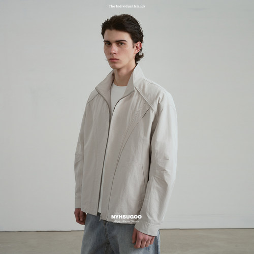 NYHSUGOO/南乙棉锦面料滚绳解构夹克短阔版型15170男士春季外套