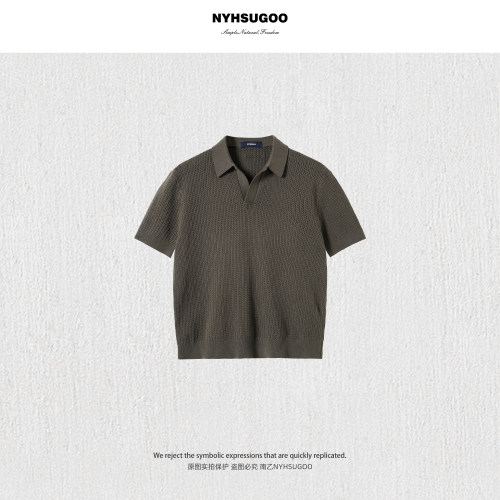 NYHSUGOO/南乙300克镂空透气凉感翻领夏季Polo衫短袖针织衫25303