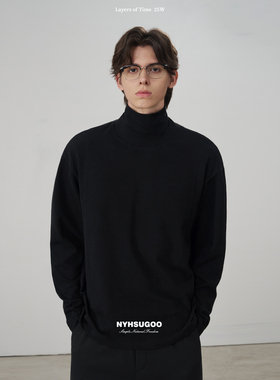 NYHSUGOO/南乙秋冬叠穿高领打底重磅32支240g纯色3969男士上衣