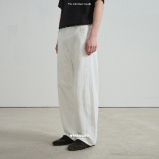 春季 NYHSUGOO 型15155男士 微弯刀版 南乙重磅380克白色梭织牛仔裤