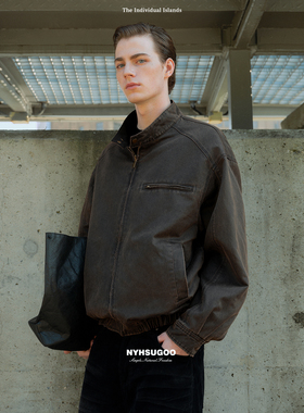 南乙NYHSUGOO复古风做旧双面穿夹克2025秋季酵洗磨破男装外套3602