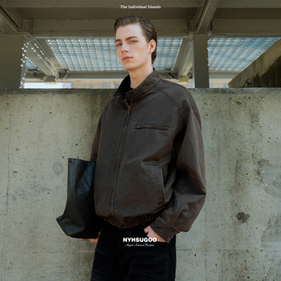 南乙NYHSUGOO复古风做旧双面穿夹克2025秋季 外套3602 酵洗磨破男装