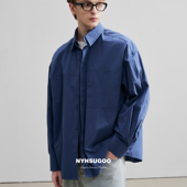 可拆领全棉衬衣外套3578 男女同款 南乙NYHSUGOO春夏天空蓝长袖 衬衫