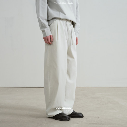 NYHSUGOO/南乙腰头拼色抽绳休闲裤春季男士宽松直筒长裤子15146