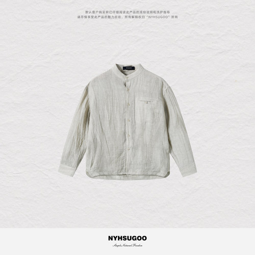 NYHSUGOO/南乙精选14支100%亚麻砂洗炒色设计夏季男长袖衬衫25220