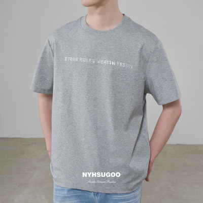 [清仓]NYHSUGOO/南乙夏季新冰感空气棉烫钻短袖百搭3722圆领上衣T