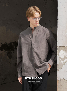 NYHSUGOO/南乙春25年莱赛尔麻料立领衬衫松弛感3613休闲长袖外套