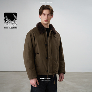外套 领子100%绵羊毛90白鸭绒羽绒服55008男士 NYHSUGOO 南乙冬季