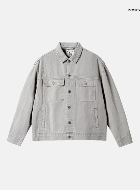 南乙NYHSUGOO 男士复古水洗牛仔外套2025春季微阔牛仔裤套装3526