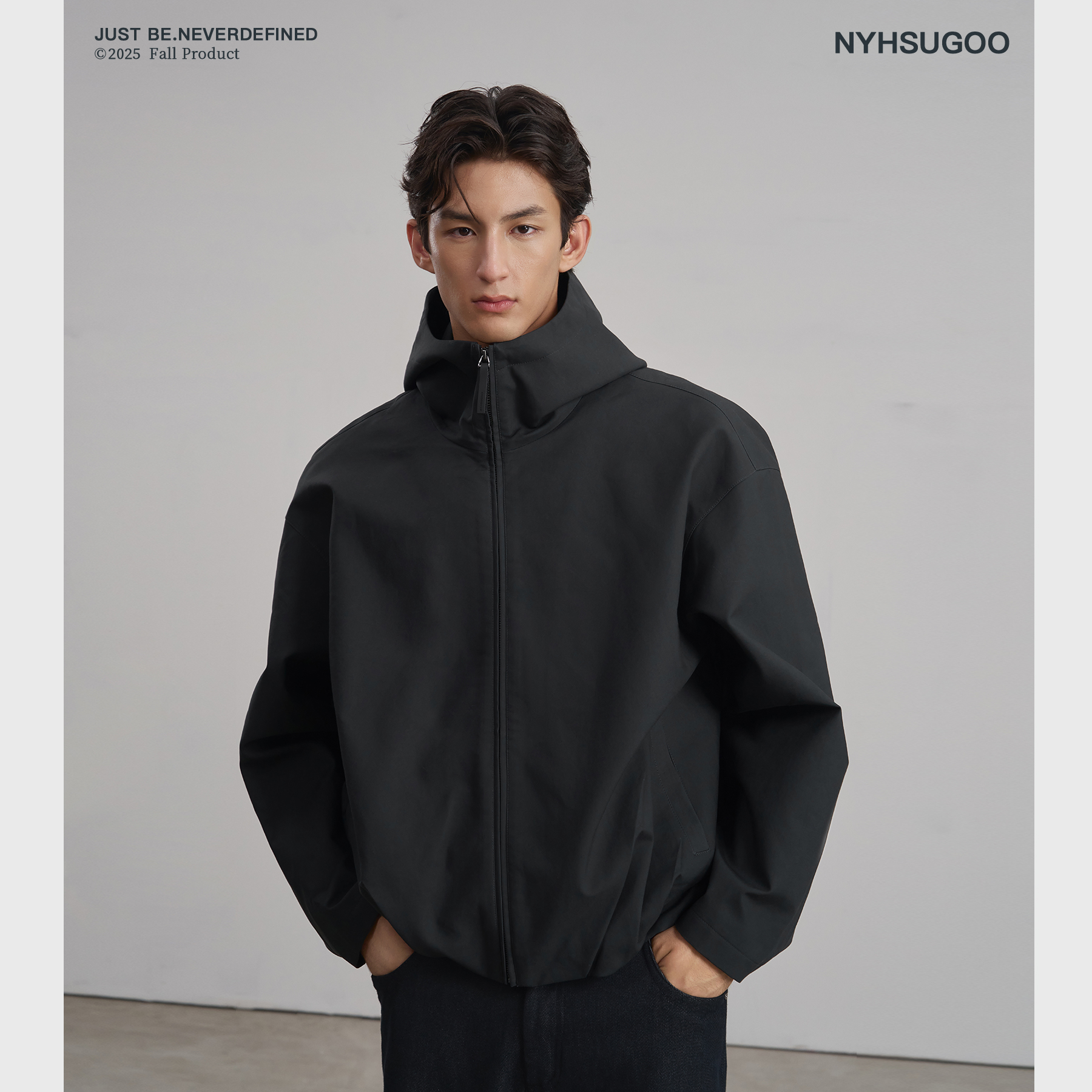 NYHSUGOO/南乙工装廓形连帽夹克男3856防风外套100%棉简约百搭