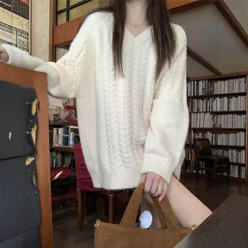 中长款麻花羊绒毛衣女2026秋冬季新款宽松加厚下半身失踪针织上衣