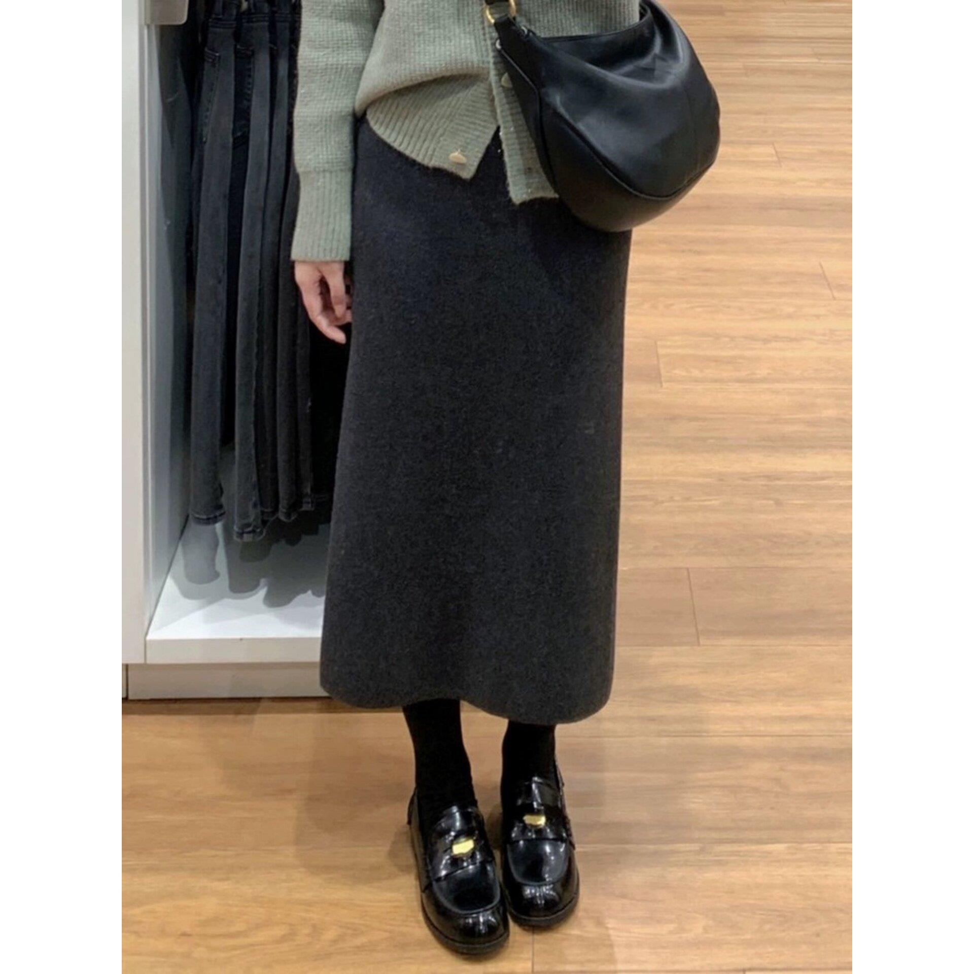 中长款羊毛针织半身裙女小个子2025年秋冬季新款加厚羊绒包臀裙子