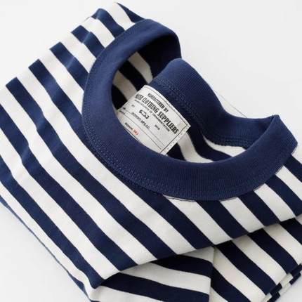 Vse Azma快速出门穿搭！230g蓝白条纹美式覆古海魂衫短袖T恤男女