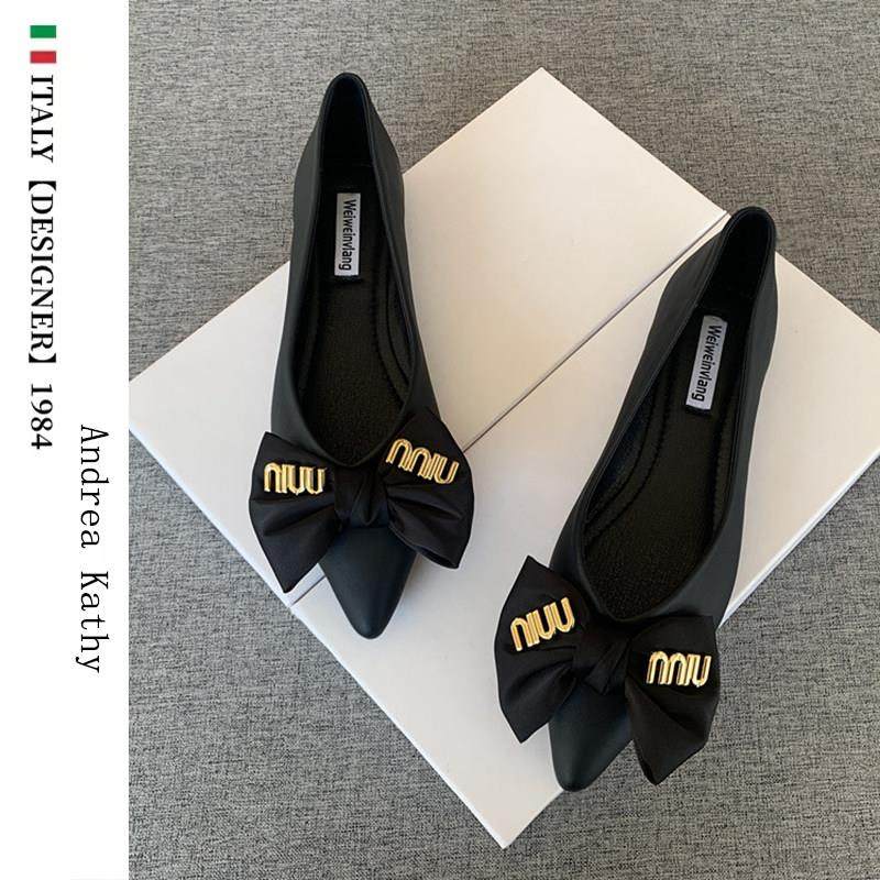 意大利【设计师】AndreaKathy尖头平底单鞋蝴蝶结软底防滑瓢鞋女,女鞋,雨鞋,淘宝优惠券,粉丝福利购,淘宝优惠卷