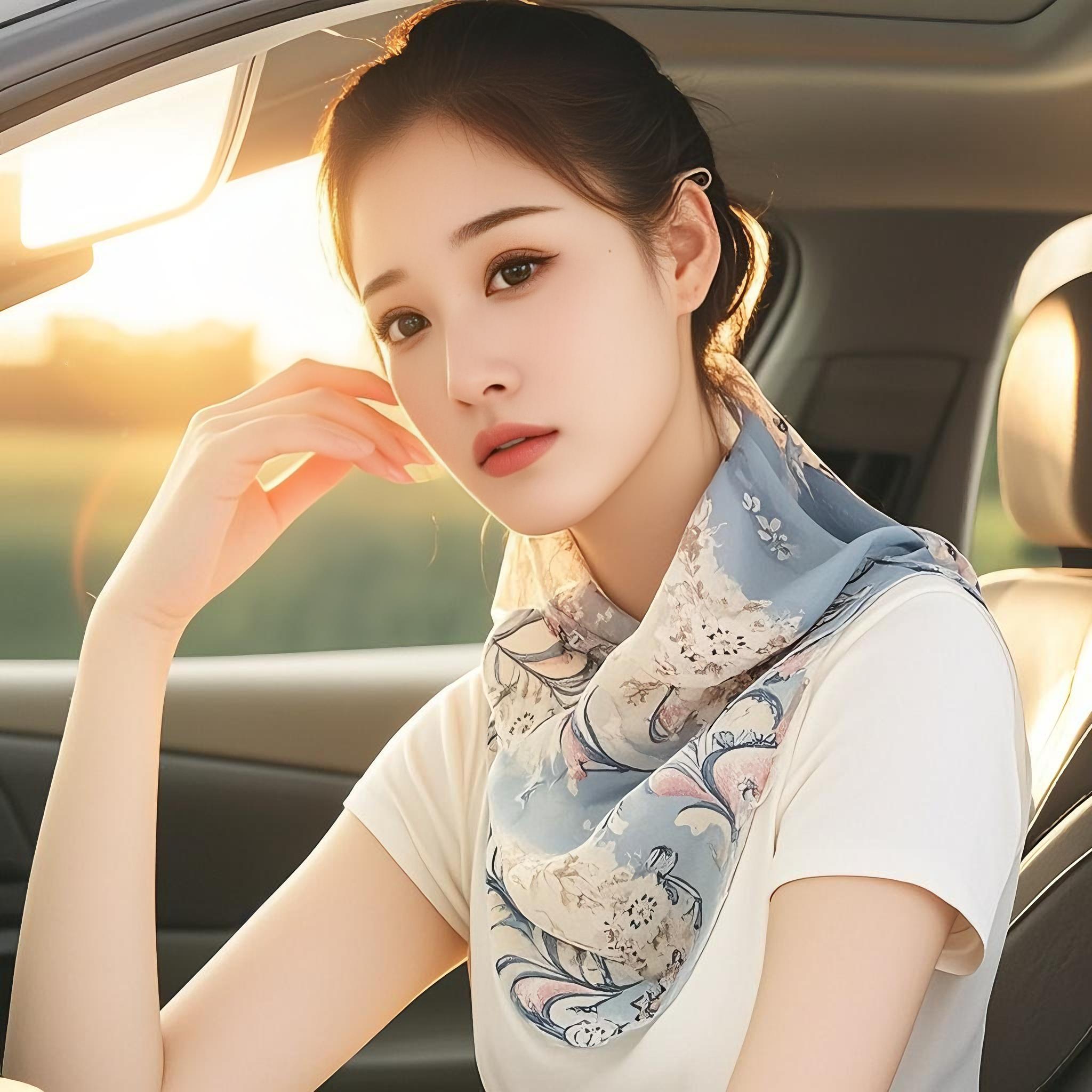 高颜值桑蚕丝真丝防晒面罩女防紫外线透气护颈一体口罩开车面纱