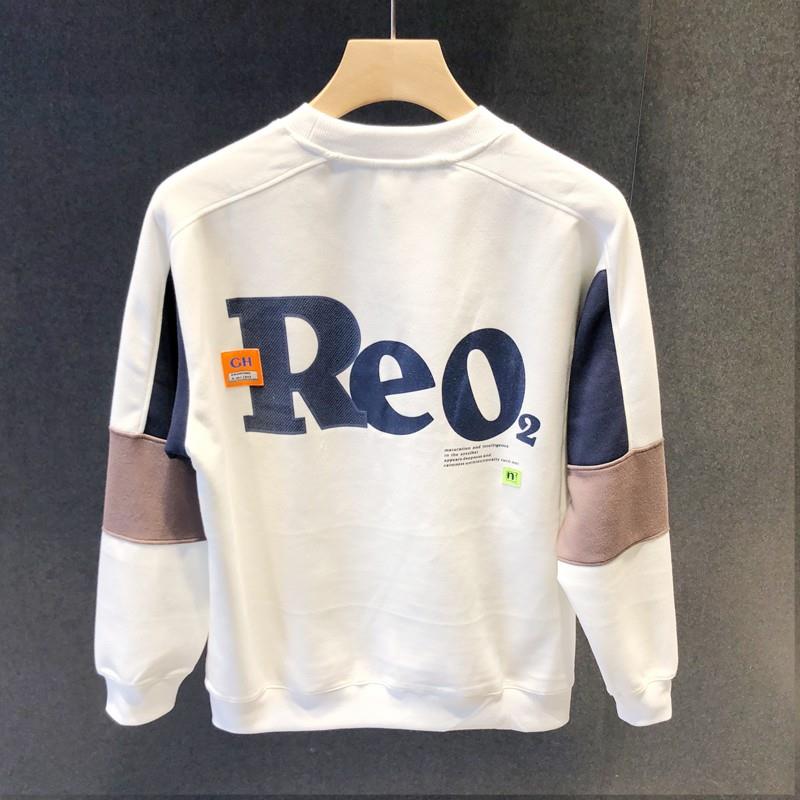 Home Daily~人间忽晚秋~秋季新款绿色卫衣男宽松休闲圆领印花上衣