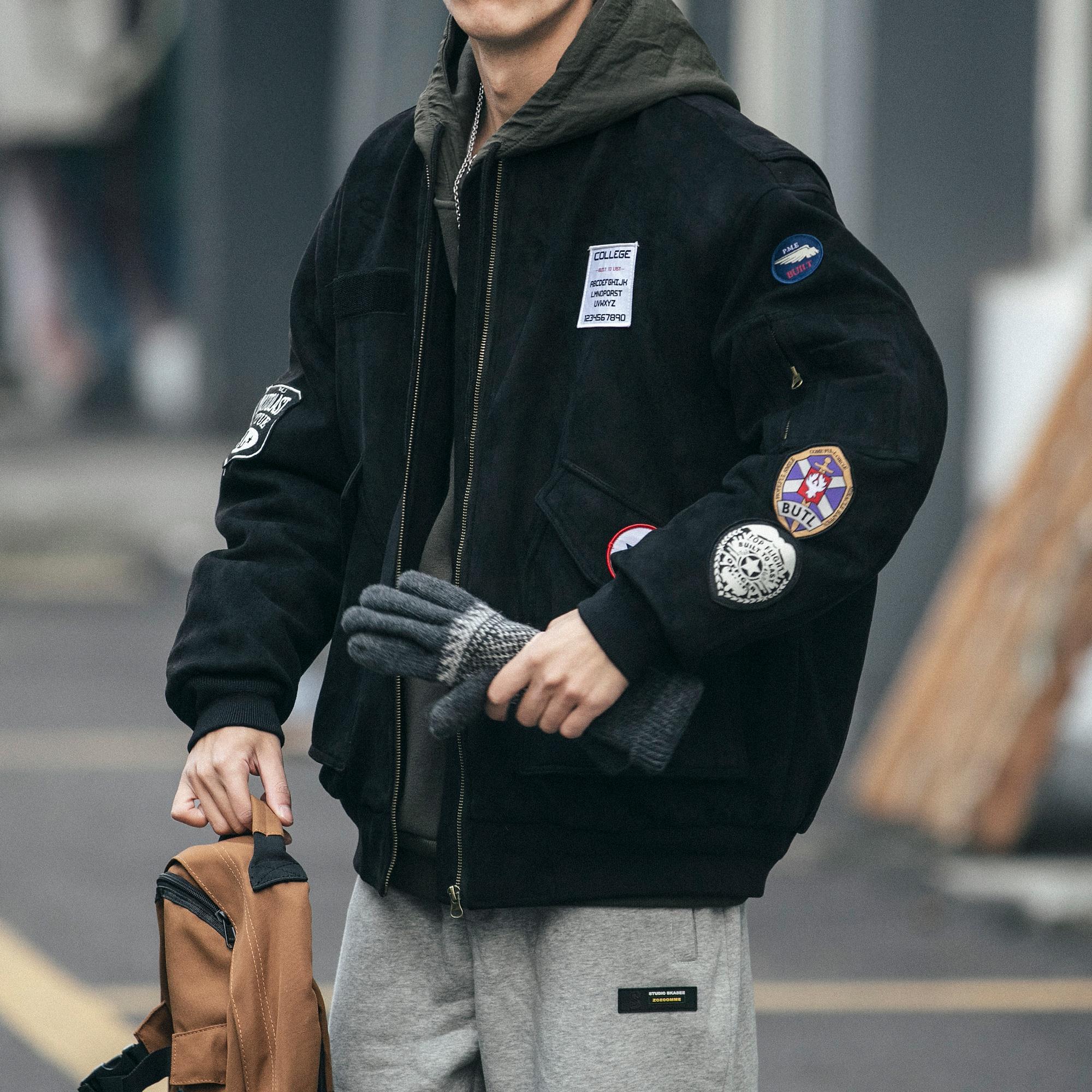 【美式潮流】Ander Jurnal飞行员夹克棒球服外套男贴标工装棉袄冬