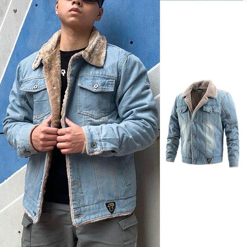 日系羊羔绒牛仔外套男冬季加绒加厚帅气宽松高级感保暖棉服棉衣,男装,夹克,淘宝优惠券,粉丝福利购,淘宝优惠卷