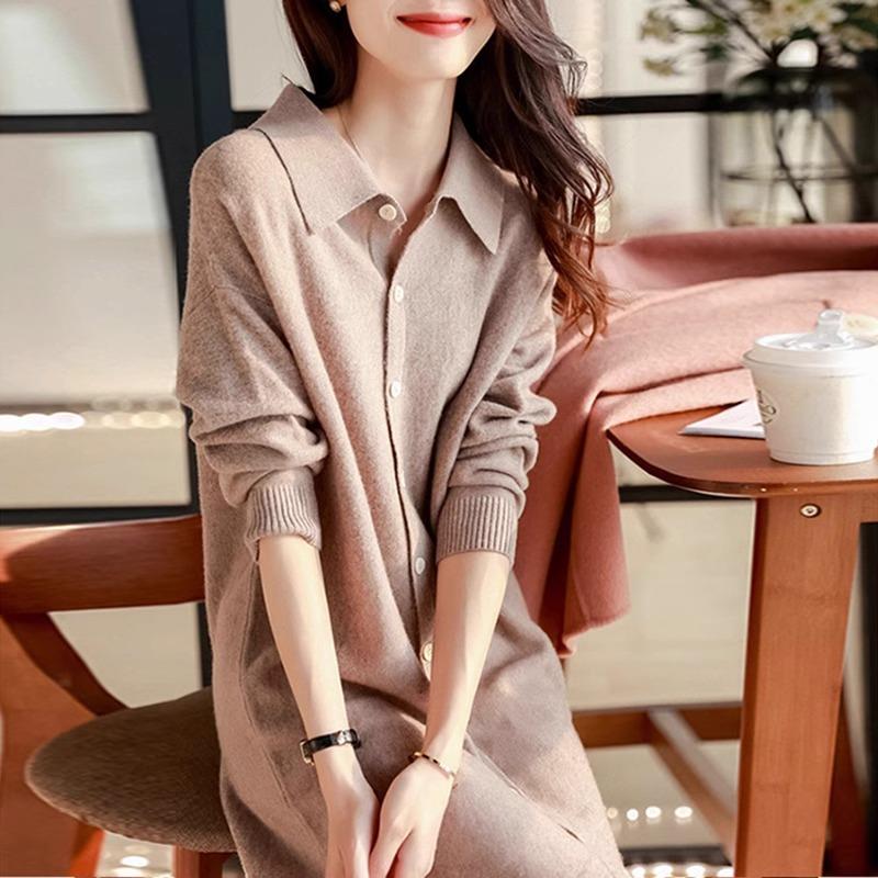 欧洲站秋季2024新款女装港风覆古polo针织内搭内搭洋装小众设计