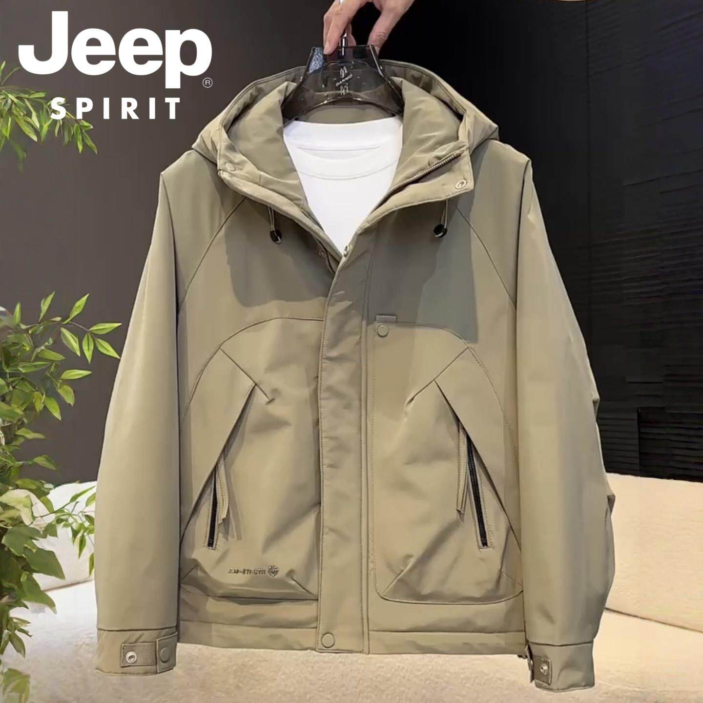 JEEP SPIRIT秋冬新款男士二棉连帽工装夹克外套棉服休闲棉袄上衣
