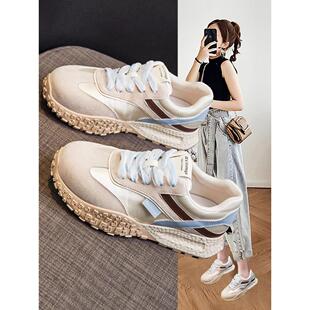 子真皮透气德训板鞋 百搭休闲运动鞋 女2025新款 港风超火阿甘小白鞋