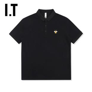 t恤轻奢上衣 香港潮牌夏季 小蜜蜂刺绣polo衫 男士 简约高级翻领短袖