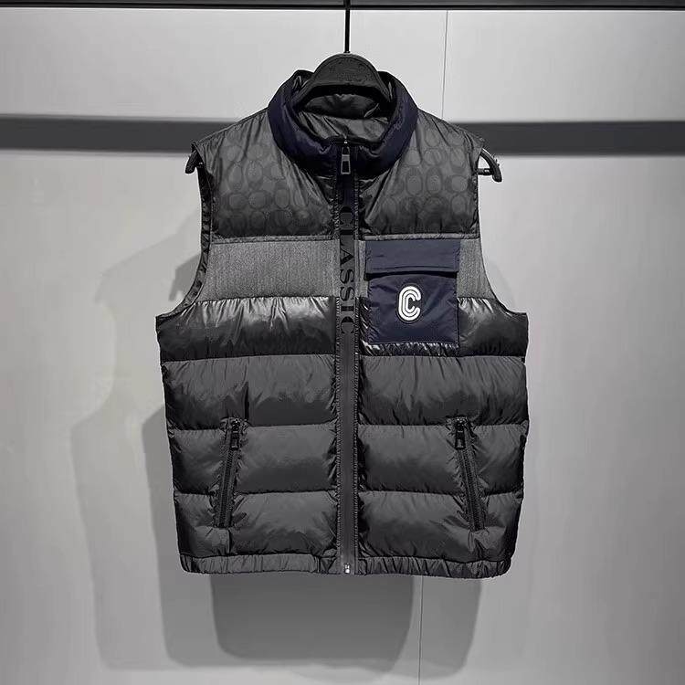 it neith BIAS潮牌拼接C标立领羽绒马甲男加厚款男士休闲坎肩外套