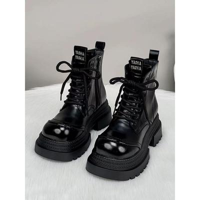 英国真皮厚底增高马丁靴女单靴秋冬2025新款爆款小个子英伦风短靴