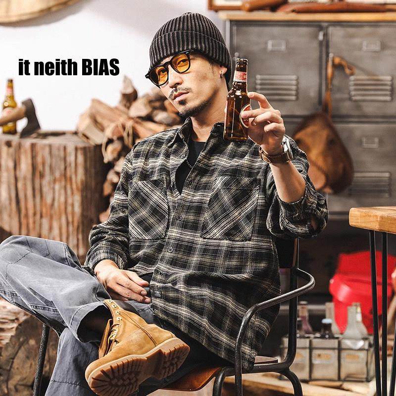 it neith BIAS美式加绒磨毛格子衬衫男春秋慵懒重磅工装衬衣外套,男装,大码上装,淘宝优惠券,粉丝福利购,淘宝优惠卷