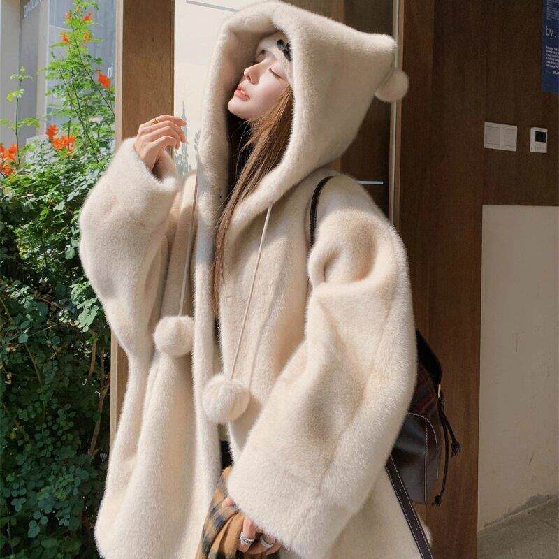 中长款獭兔毛绒外套女2026年冬季新款加厚皮毛一体海宁皮草大衣