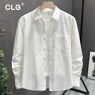 男日系休闲外穿纯棉衬衣百搭宽松外套 秋季 香港潮牌轻奢长袖 白衬衫