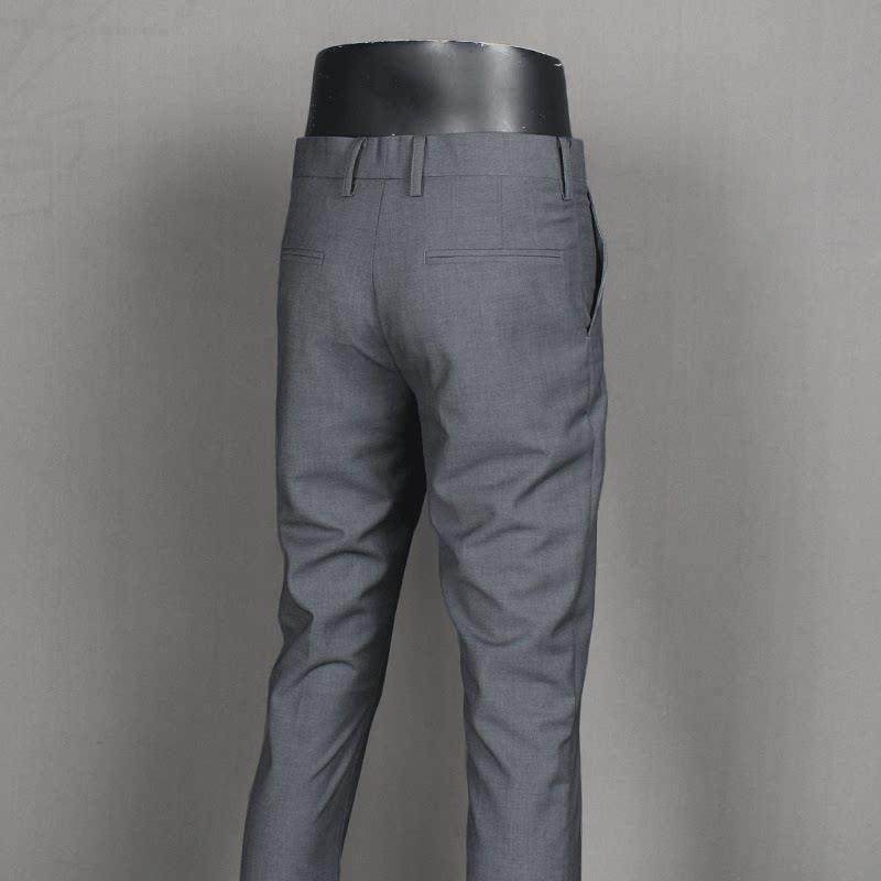 纯棉休闲裤男士秋季新款青年韩版修身西装裤灰色无弹直筒上班裤子