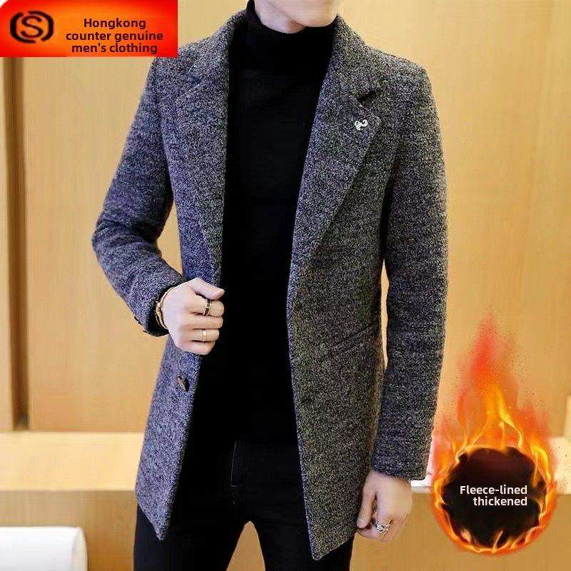 羊绒大衣男中长款秋冬季2025新款高端高级感加棉加厚风衣男士外套,男装,毛呢大衣,淘宝优惠券,粉丝福利购,淘宝优惠卷