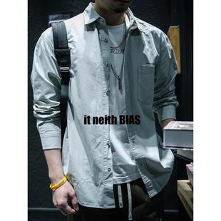 neith 男宽松大码 BIAS秋季 衬衫 休闲衬衣外套春秋 基础纯棉长袖