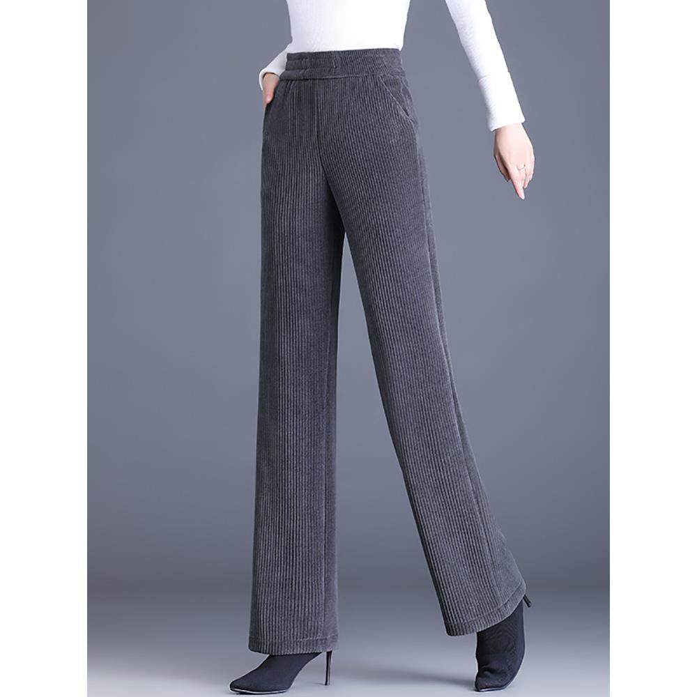 雪尼尔加绒阔腿裤女秋冬2025年高腰显瘦妈妈直筒女裤窄版休闲裤子