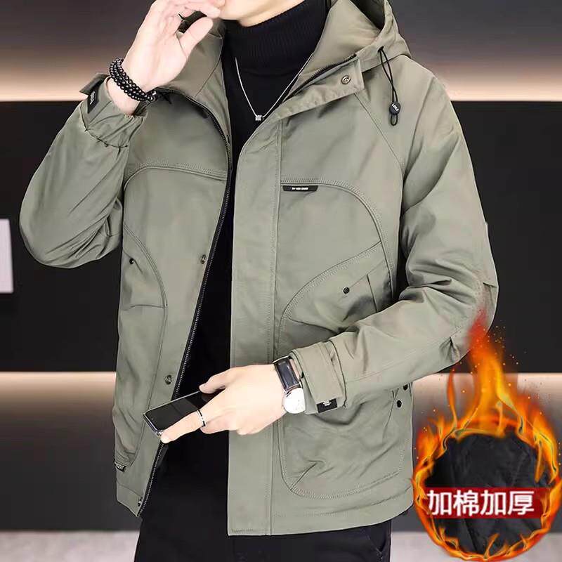 高端二棉冲锋衣外套男士2025新款秋冬装加棉加厚工装夹克棉服男款