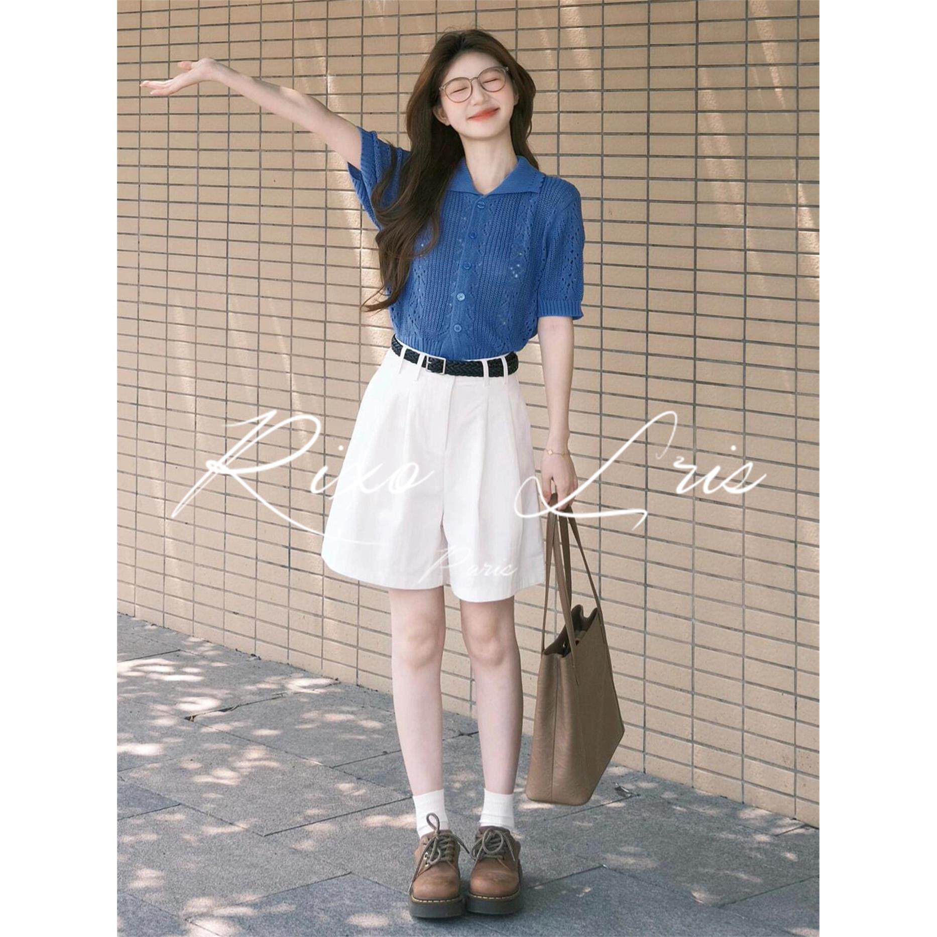 RIXO LRIS法式设计感多巴胺上衣套装女夏季新款小个子短裤两件套