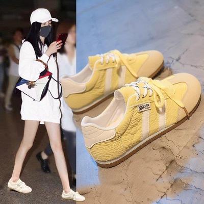 英国真皮黄色阿甘德训鞋女秋冬2025新款爆款轻便百搭休闲运动板鞋