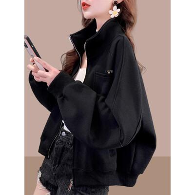 潮牌2525春秋新款短外套女士开衫卫衣宽松大码棒球服休闲加绒上衣