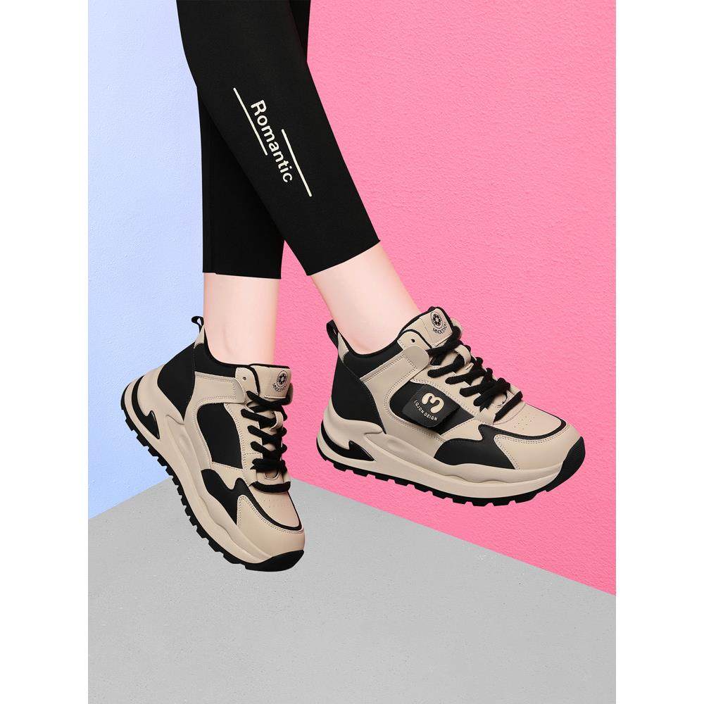 气质真皮老爹鞋女2025秋冬季加绒显脚小轻便运动鞋旅游小个子女鞋,女鞋,深口单鞋,淘宝优惠券,粉丝福利购,淘宝优惠卷