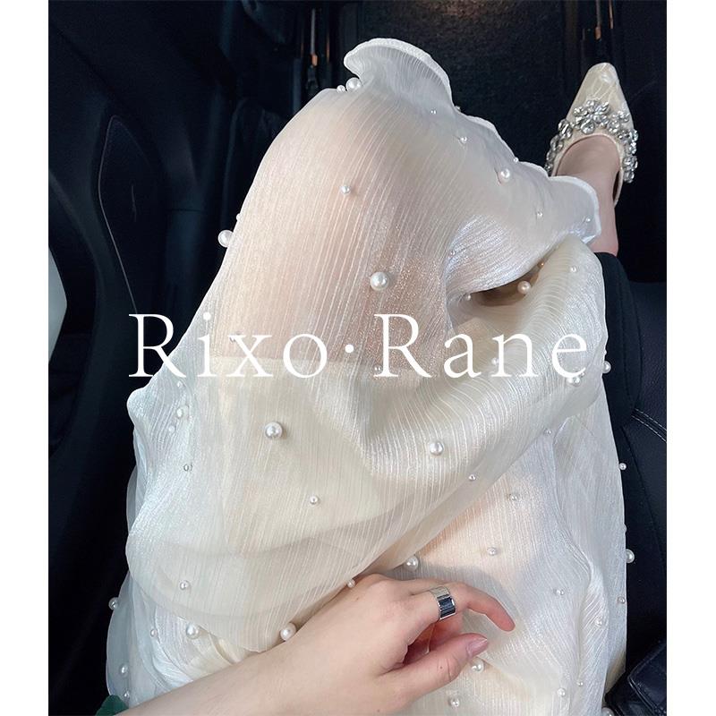 法国Rixo Rane?温柔风超仙气质珍珠网纱半身裙女夏高级感a字长裙