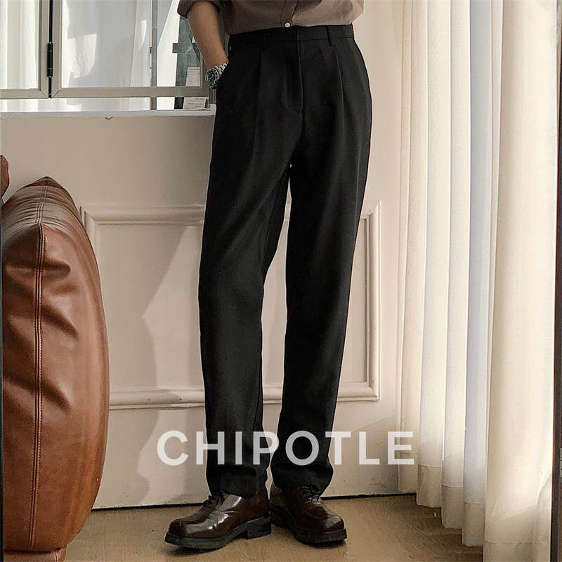 韩国CHIPOTLE老钱风宽松直筒西裤男士2026春季垂感百搭雅痞休闲裤